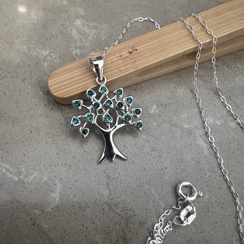 Tree of Life Sterling Silver CZ Necklace